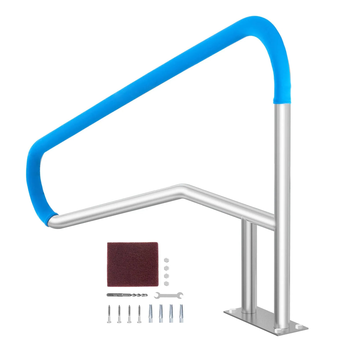 VEVOR Pool Handrails 1379 × 925 × 100 mm, Stainless Steel Safety Handrails with Base Plate for Indoor and Outdoor Pools, Pool Safety Railing Covers, Rust-Resistant Grab Bar with Handle Cover and Accessories for Spa Areas