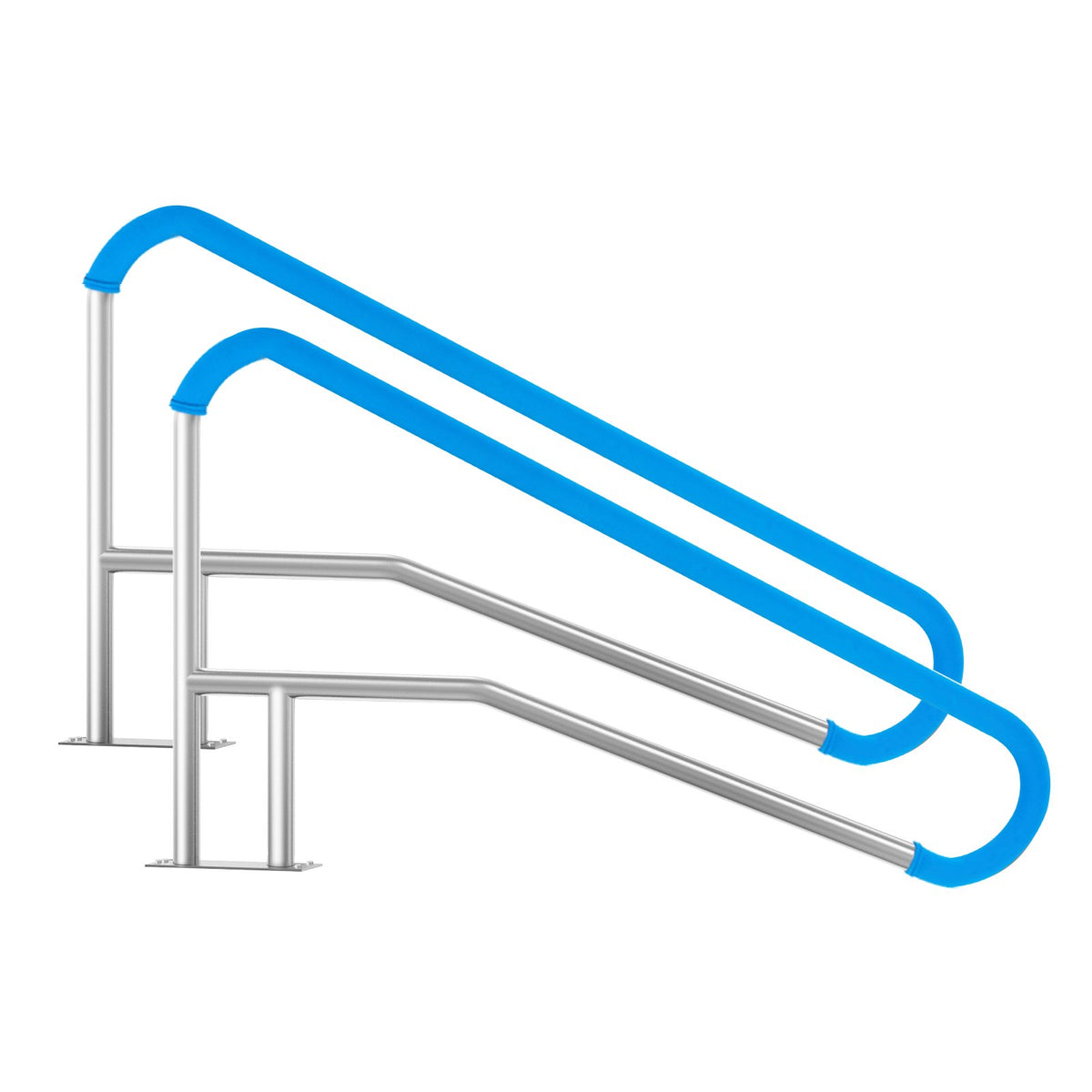 VEVOR Pool Handrails 2 pcs, 140 × 81 cm, Stainless Steel Handrails with Base Plate for Indoor and Outdoor Pools, Pool Safety Handrail Covers, Rust-Resistant Grab Bar with Handle Cover and Accessories for Spa Areas