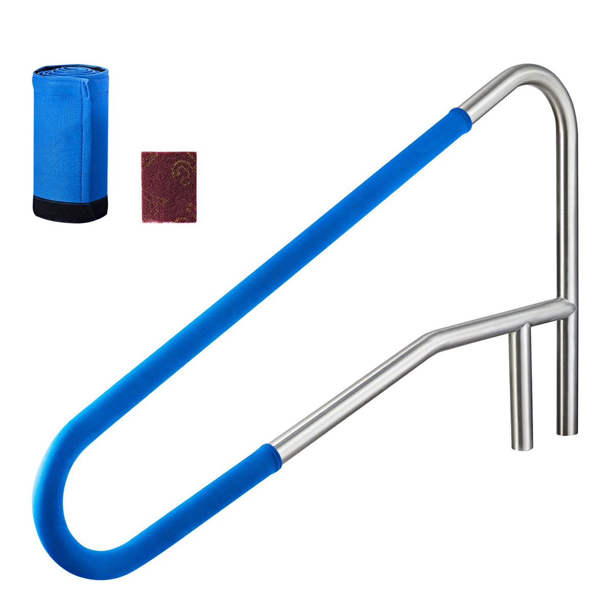 VEVOR Pool Handrails 137.1 × 81.3 cm, Reinforced 304 Stainless Steel Pool Handrails with 100 kg Load Capacity, Removable Non-Slip Handle Cover, for In-Ground or Above-Ground Installation, Suitable for Pool Edges and Water Parks