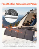 VEVOR salokāms saules panelis S200, 200 W, monokristālisks, ≥24% efektivitāte, MC4, USB-A, USB-C un DC, IP67, pārnēsājams, enerģijas stacijām, kempingam un pārgājieniem