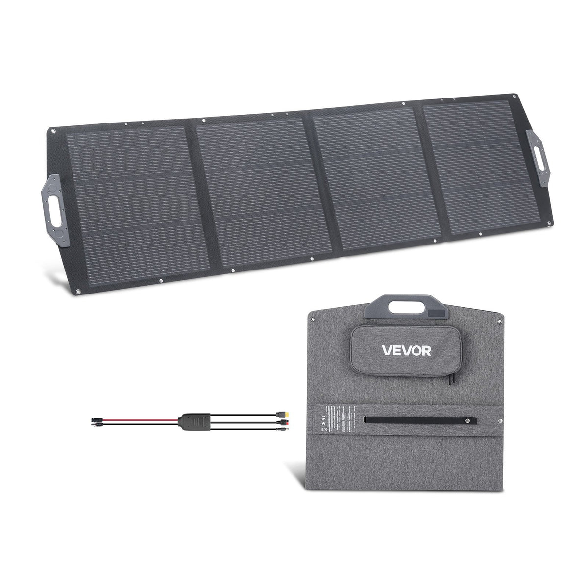 VEVOR salokāms saules panelis S200, 200 W, monokristālisks, ≥24% efektivitāte, MC4, USB-A, USB-C un DC, IP67, pārnēsājams, enerģijas stacijām, kempingam un pārgājieniem