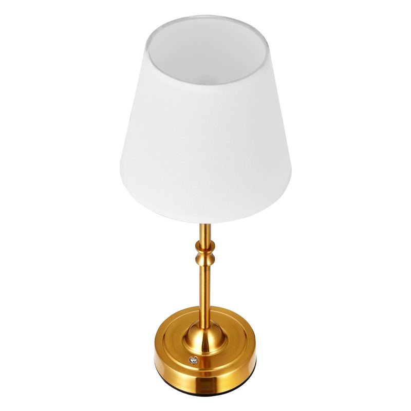 VEVOR bezvadu galda lampa 2 gab., ar iebūvētu 5200 mAh akumulatoru, 3 spilgtuma līmeņi, auduma abažūrs, 2700–3000 K krāsu temperatūra, galda lampa restorānam, guļamistabai un bāram, zelta krāsa - ZEMLETES.LV