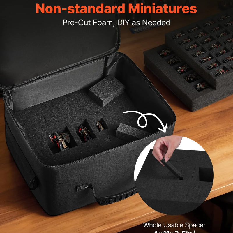 VEVOR miniatūru figūru pārnēsāšanas soma 1:500–1:750 mēroga modeļiem ar regulējamu pleca siksnu un 3 putu slāņiem, liela ietilpība, figūras nav iekļautas