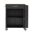 VEVOR virtuves sala uz riteņiem ar uzglabāšanas vietu, 795 mm plata mobilā virtuves sala ar grozāmiem riteņiem, atvilktni, uzglabāšanas skapi un garšvielu/dvieļu plauktu, galds mājai un ēdamistabai, melna