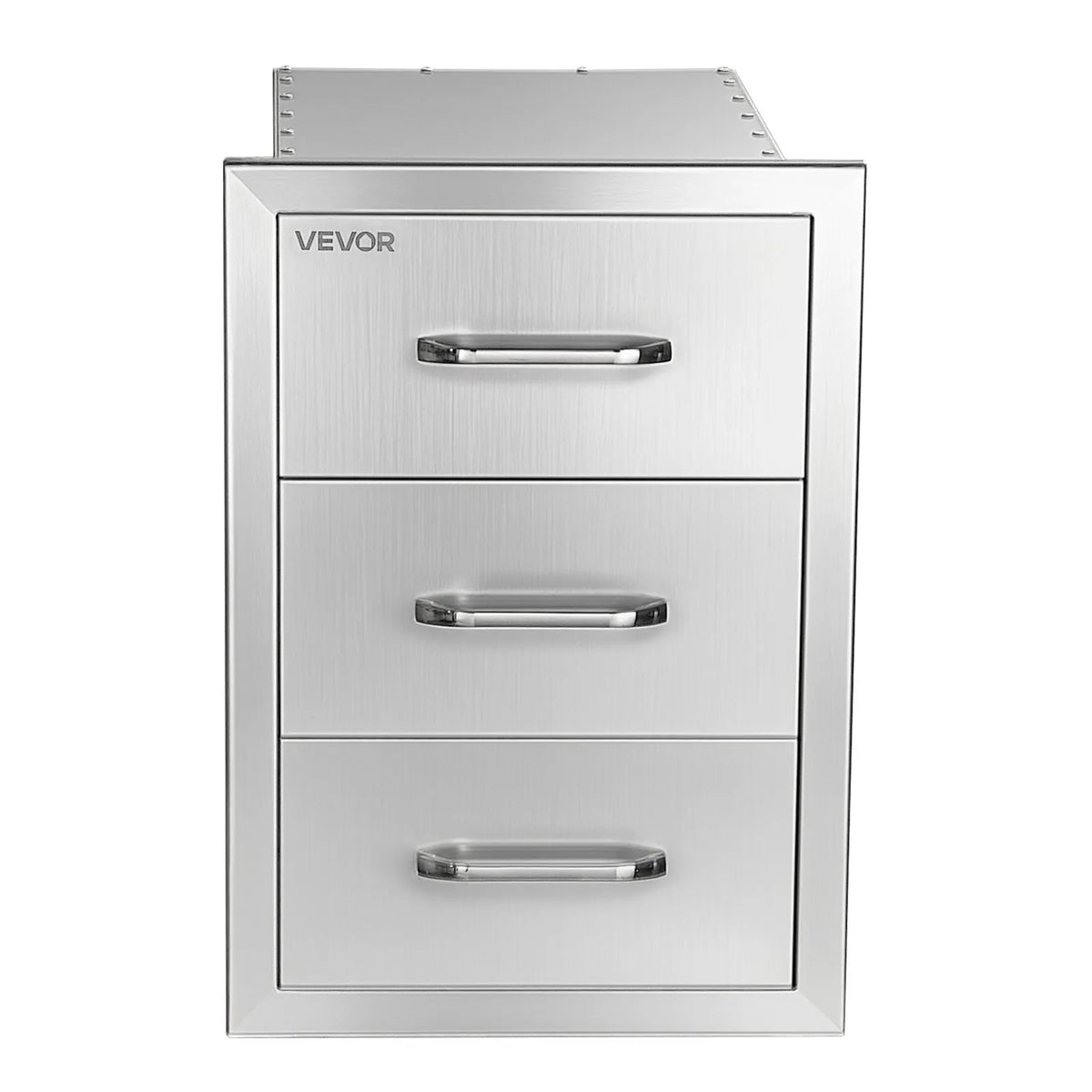 VEVOR āra virtuves atvilktņu bloks, 3 līmeņi, 57 × 50,5 × 35,2 cm, nerūsējošā tērauda, ar rokturi, grila salai un āra virtuvei