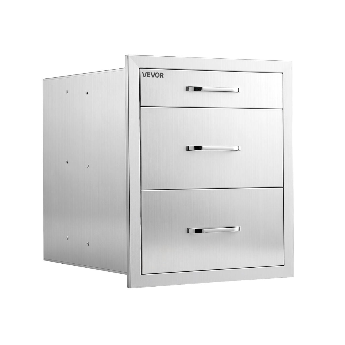 VEVOR āra virtuves atvilktņu bloks, 3 līmeņi, 51,8 × 52 × 44,2 cm, iebūvējams BBQ salā, ar rokturiem