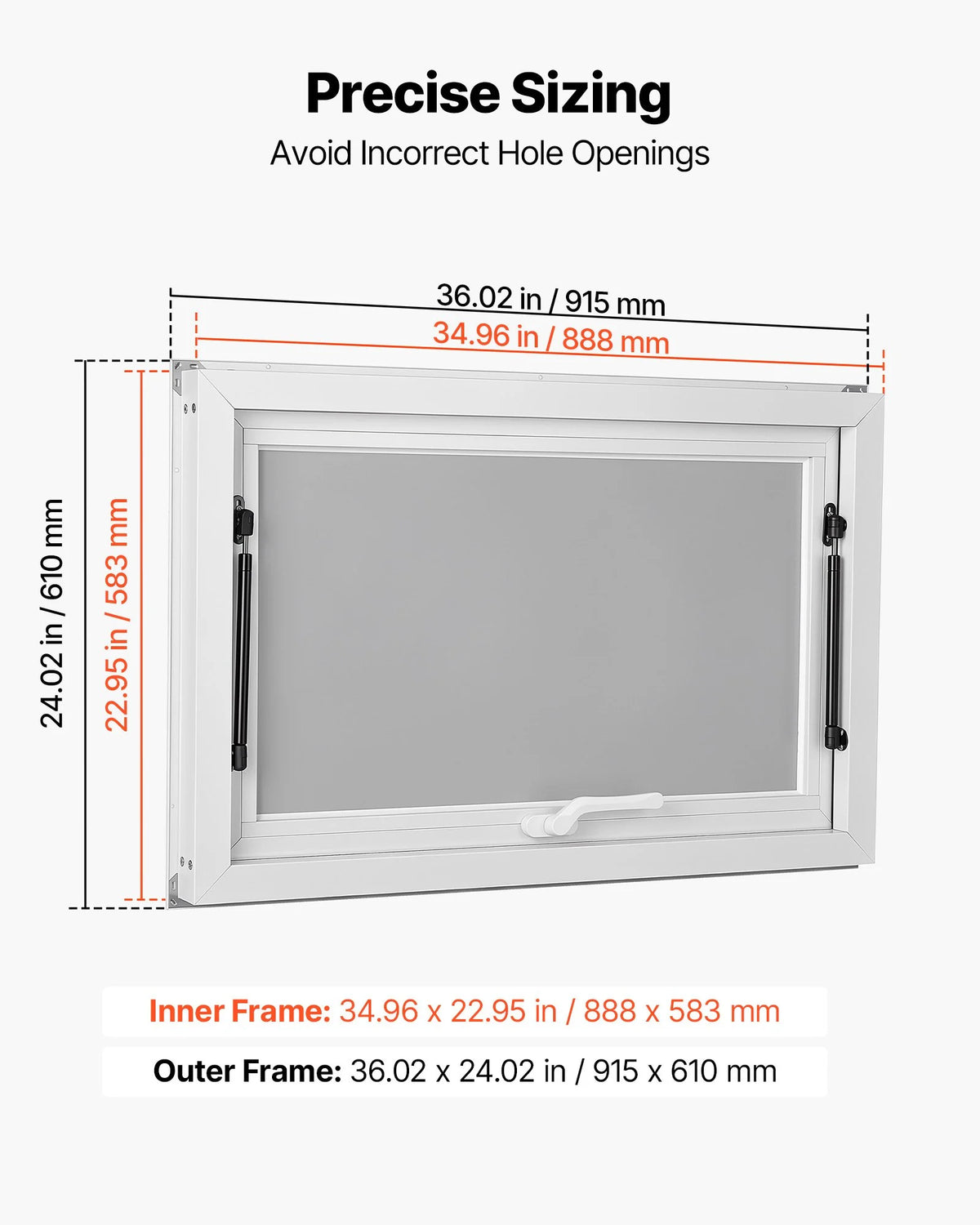 VEVOR 915 × 610 mm izsniegšanas logs pārtikas furgonam ar alumīnija rāmi
