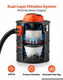 VEVOR 15 l pelnu putekļsūcējs ar 1200 W jaudu, tērauda korpusu, divpakāpju filtrāciju un 0,8 m šļūteni kamīniem, krāsnīm un griliem