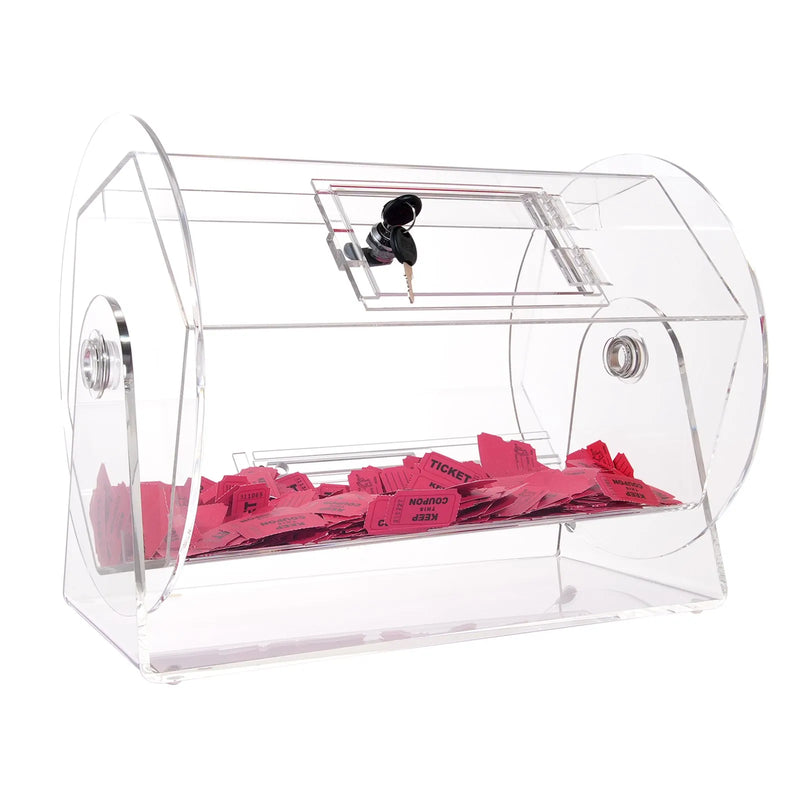 VEVOR akrila loterijas bungas, ietilpība līdz 5000 biļetēm vai 200 loterijas bumbiņām, profesionāls izlozes grozs ar 2 atslēgām, caurspīdīga izlozes bungas loterijām un bingo spēlēm