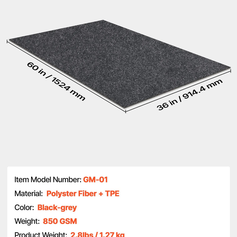 VEVOR ūdensizturīgs garāžas grīdas paklājs zem automašīnas 914,4 × 1524 mm, izturīgs savākšanas paklājs ar spēcīgu saķeri, aizsardzībai pret ūdeni, dubļiem un eļļu, piemērots garāžām, siltumnīcām un ieejas zonām