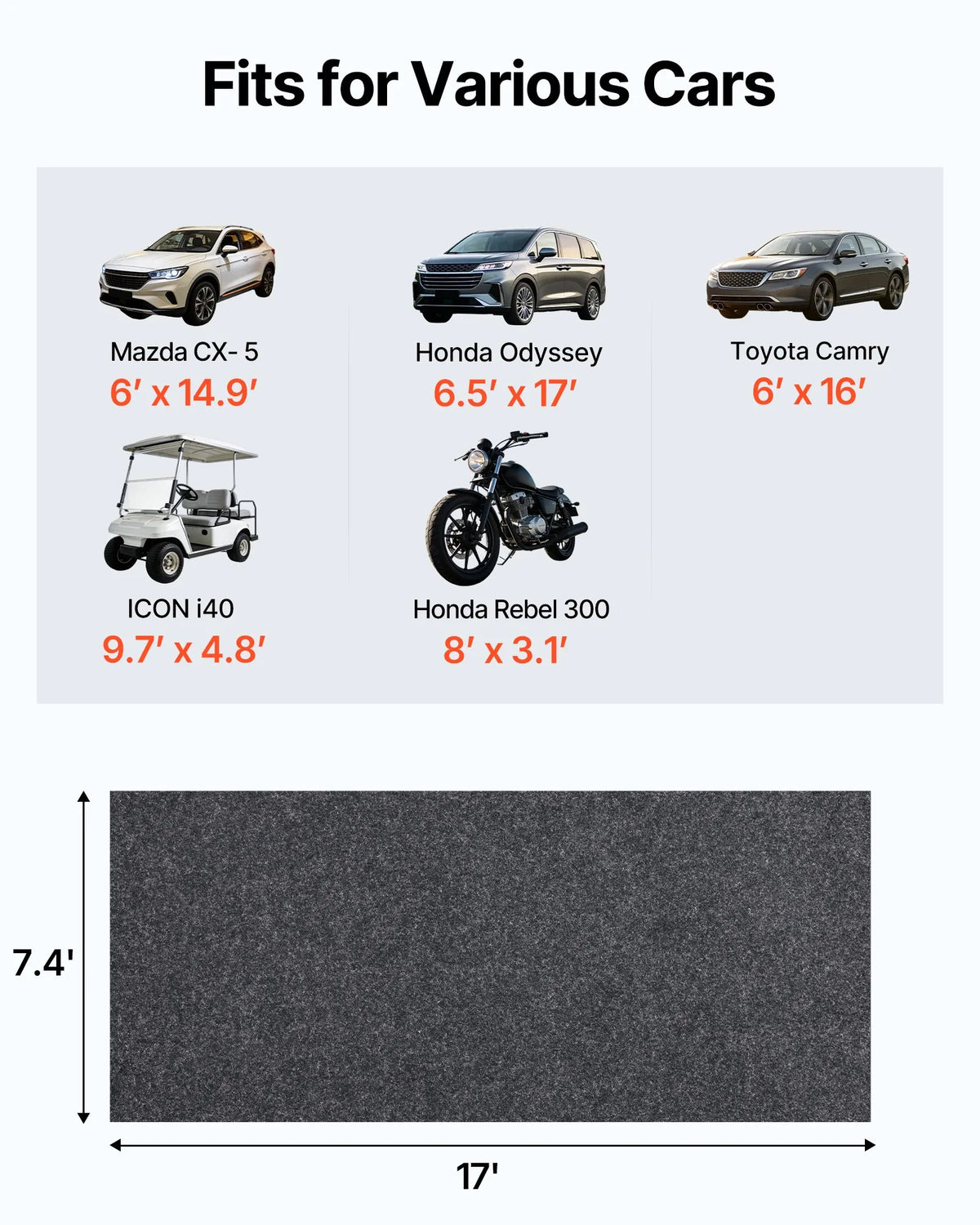 VEVOR garāžas grīdas paklājs 2,25 × 5,2 m, ūdensizturīga aizsardzība pret ūdeni, sniegu, lietu, dubļiem un eļļu automašīnām, neslīdošs izturīgs savākšanas paklājs ar TPE pretizplūdes pamatni, viegli tīrāms un apgriežams