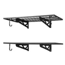 VEVOR lieljaudas 2 līmeņu sienas plauktu komplekts garāžai, 1219 × 620 mm katram plauktam, oglekļa tērauda piekaramā uzglabāšanas sistēma ar 4 āķiem, kopējā kravnesība 227 kg, garāžai, darbnīcai, noliktavai un saimniecības telpai, melns