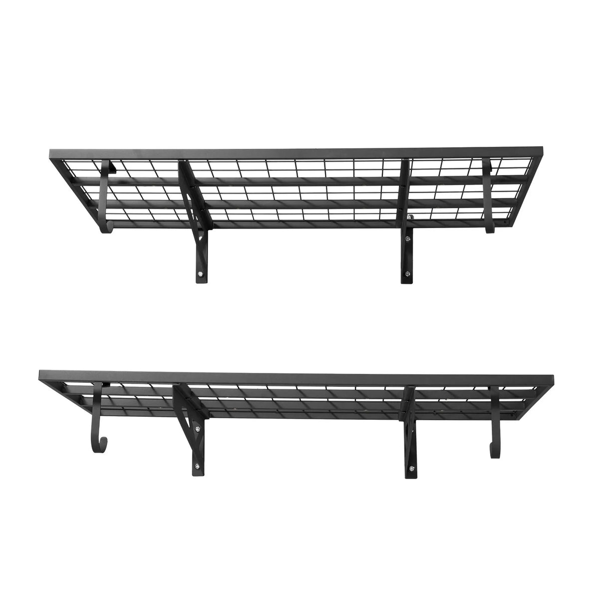 VEVOR lieljaudas 2 līmeņu sienas plauktu komplekts garāžai, 1219 × 620 mm katram plauktam, oglekļa tērauda piekaramā uzglabāšanas sistēma ar 4 āķiem, kopējā kravnesība 227 kg, garāžai, darbnīcai, noliktavai un saimniecības telpai, melns