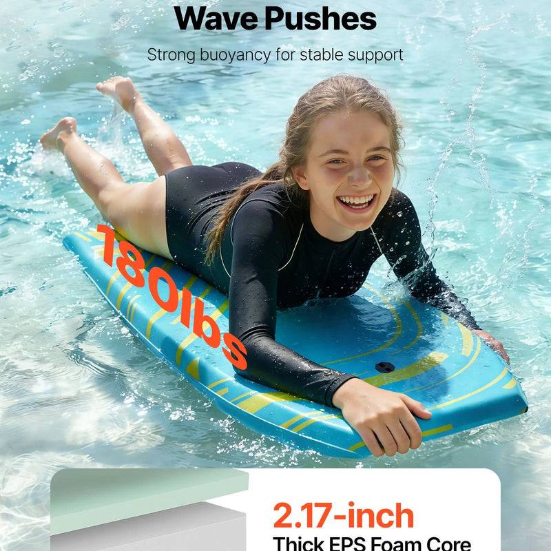 VEVOR bodyboards 1055 mm, EPS putu kodols, ar plaukstas siksnu, UV izturīgs, iesācējiem un jauniešiem līdz 82 kg - ZEMLETES.LV