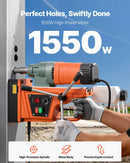 VEVOR magnētiskā urbjmašīna, 1550 W, urbuma diametrs līdz 50 mm, magnētiskais spēks 13 000 N, 0–550 apgr./min, Weldon stiprinājums, pārslodzes aizsardzība, metālam