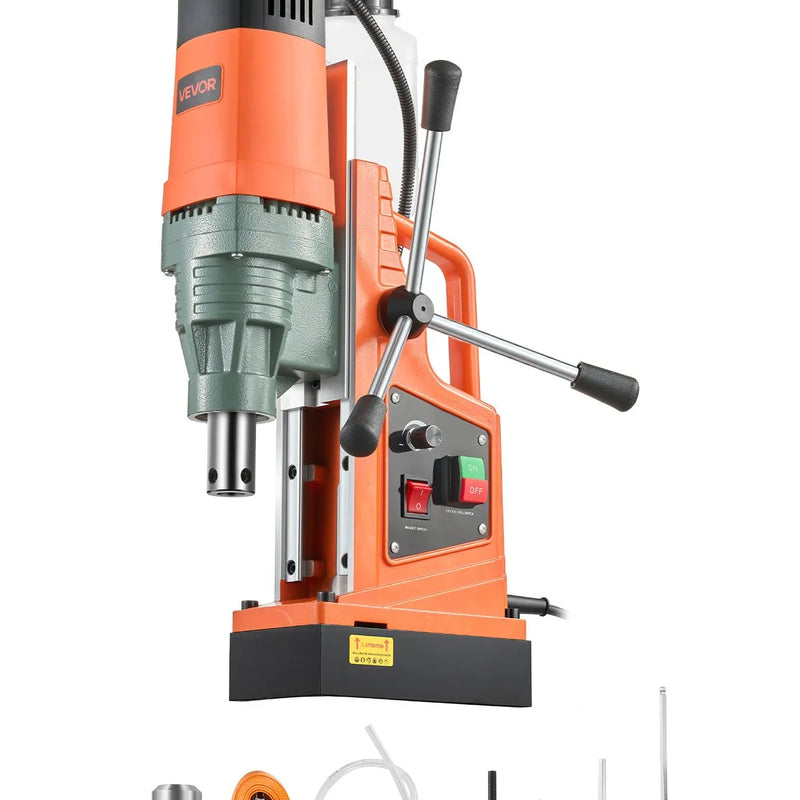 VEVOR magnētiskā urbjmašīna, 1550 W, urbuma diametrs līdz 50 mm, magnētiskais spēks 13 000 N, 0–550 apgr./min, Weldon stiprinājums, pārslodzes aizsardzība, metālam