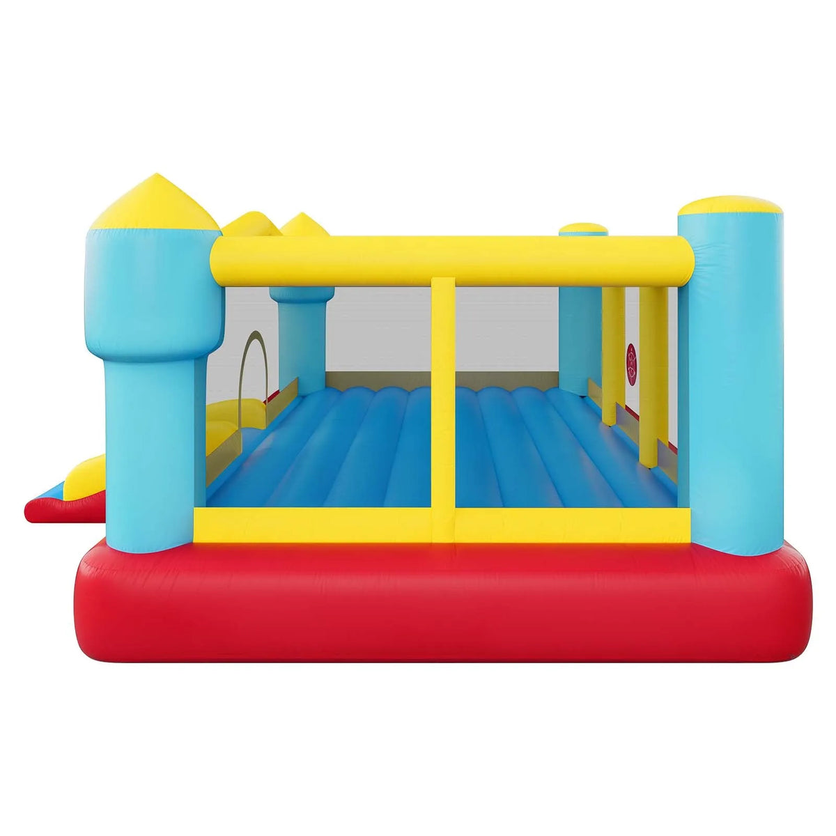 VEVOR piepūšamā batuta pils bērniem 4,48 x 4,21 x 2,07 m, piepūšams rotaļu batuts ar slidkalniņu, basketbola grozu, mērķa spēli un lēkšanas zonu, paredzēts 3–4 bērniem (3–8 gadi) - ZEMLETES.LV