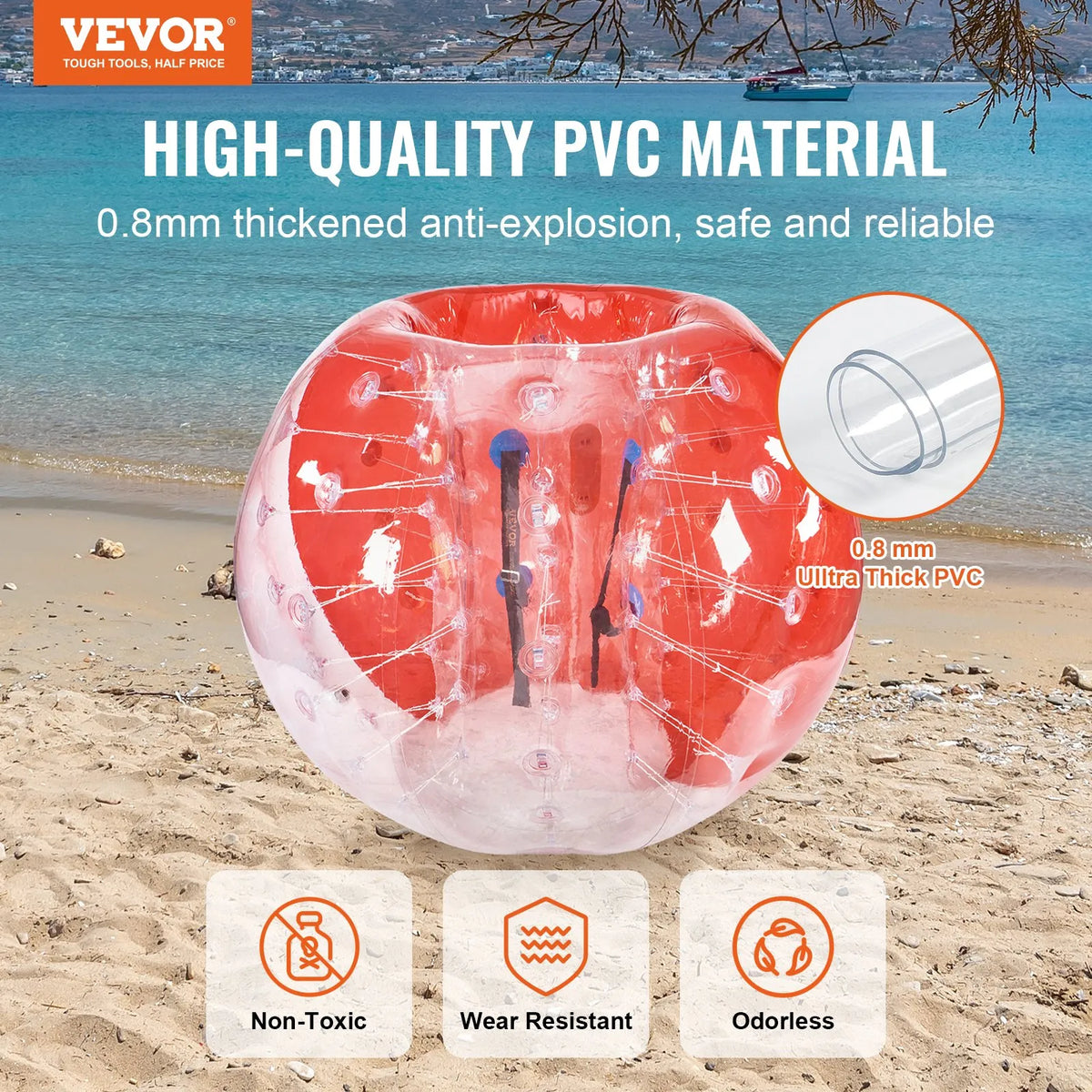 VEVOR Inflatable Sumo Bumper Ball 1.5 m for Teenagers and Adults, 0.8 mm PVC, 1 pc