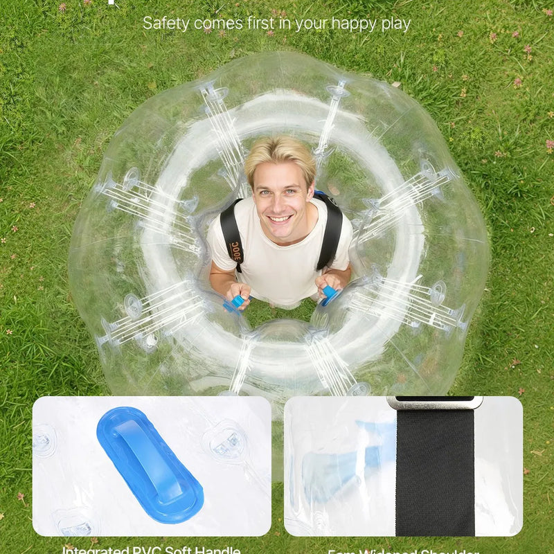 VEVOR piepūšamā bumper bumba 1 gab., 1,5 m sumo zorb bumba pusaudžiem un pieaugušajiem, 0,8 mm PVC cilvēka kāmja burbuļbumba āra komandu spēlēm dārzā, pagalmā un parkā