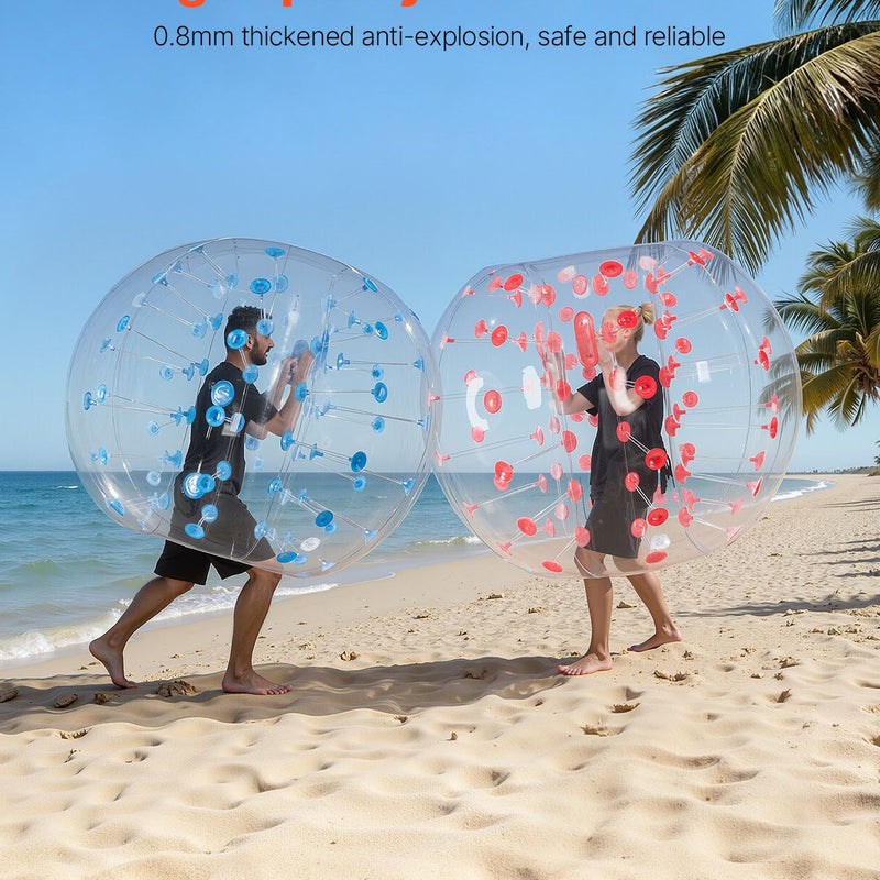 VEVOR piepūšamās bumper bumbas 2 gab., 1,5 m sumo zorb bumbas pusaudžiem un pieaugušajiem, 0,8 mm PVC cilvēka kāmja burbuļbumbas āra komandu spēlēm dārzā, pagalmā un parkā