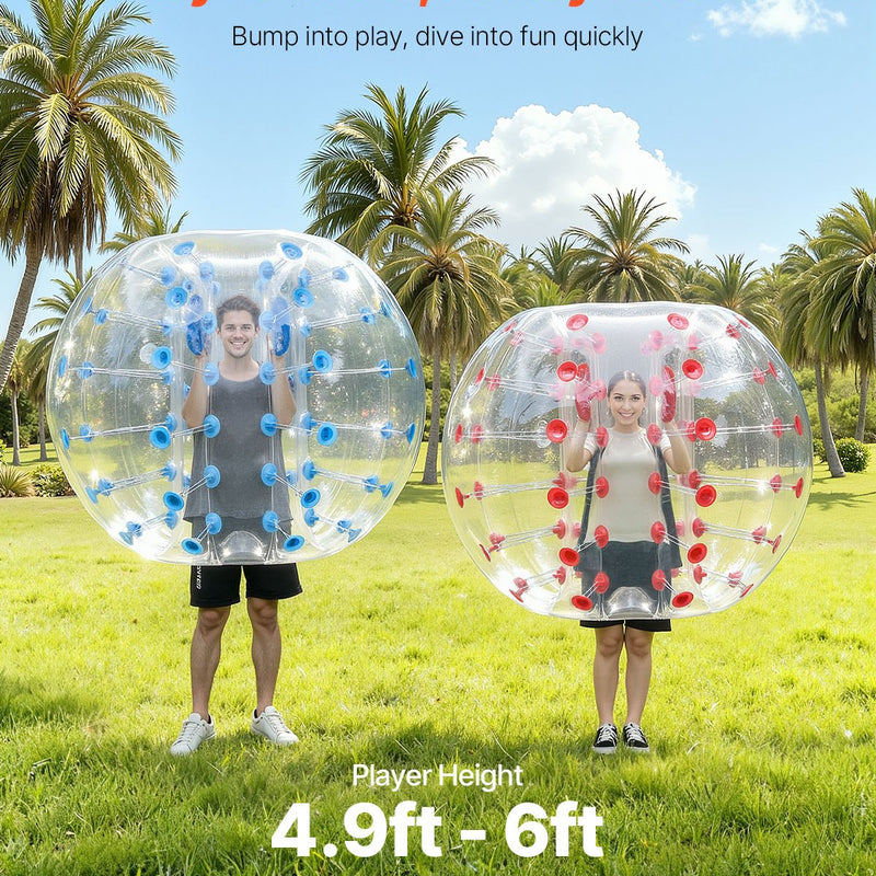 VEVOR piepūšamās bumper bumbas 2 gab., 1,5 m sumo zorb bumbas pusaudžiem un pieaugušajiem, 0,8 mm PVC cilvēka kāmja burbuļbumbas āra komandu spēlēm dārzā, pagalmā un parkā
