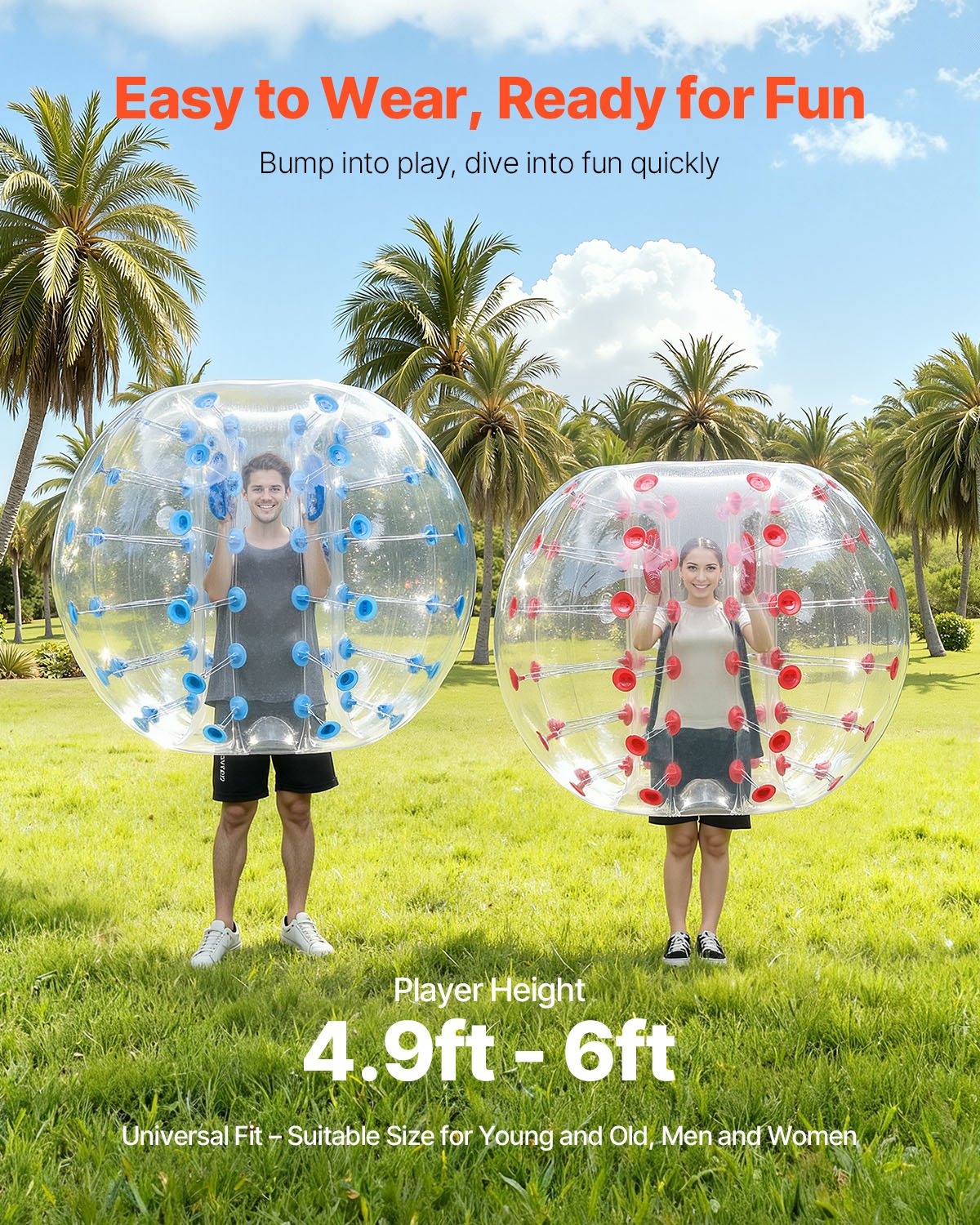 VEVOR piepūšamās sumo bumper bumbas 1,5 m pusaudžiem un pieaugušajiem, 0,8 mm PVC, 2 gab.