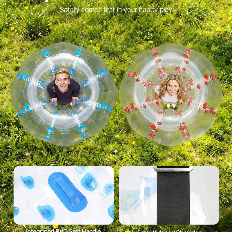VEVOR piepūšamās bumper bumbas 2 gab., 1,5 m sumo zorb bumbas pusaudžiem un pieaugušajiem, 0,8 mm PVC cilvēka kāmja burbuļbumbas āra komandu spēlēm dārzā, pagalmā un parkā