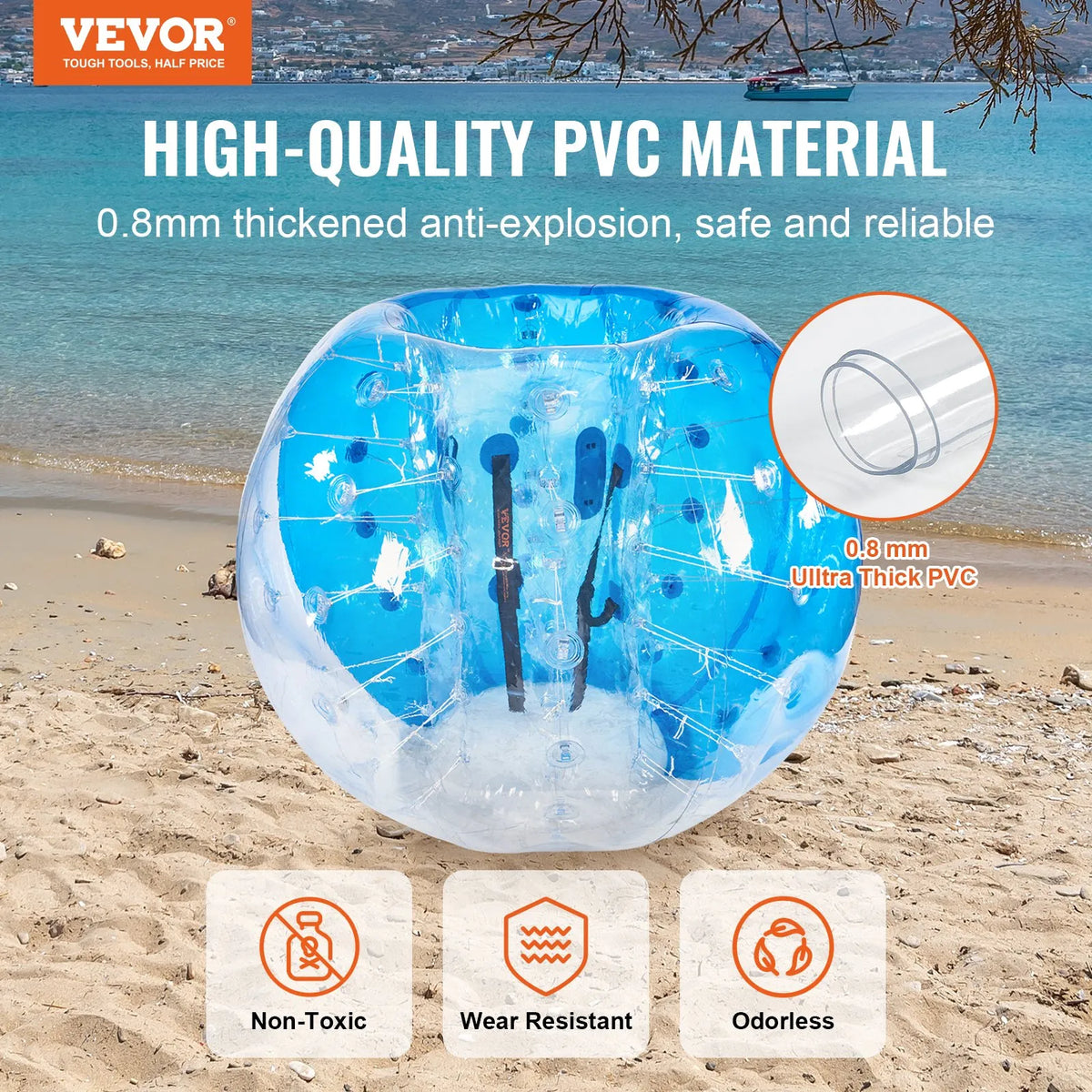 VEVOR täispuhutav sumo-põrkepall 1,5 m noortele ja täiskasvanutele, 0,8 mm PVC, 1 tk