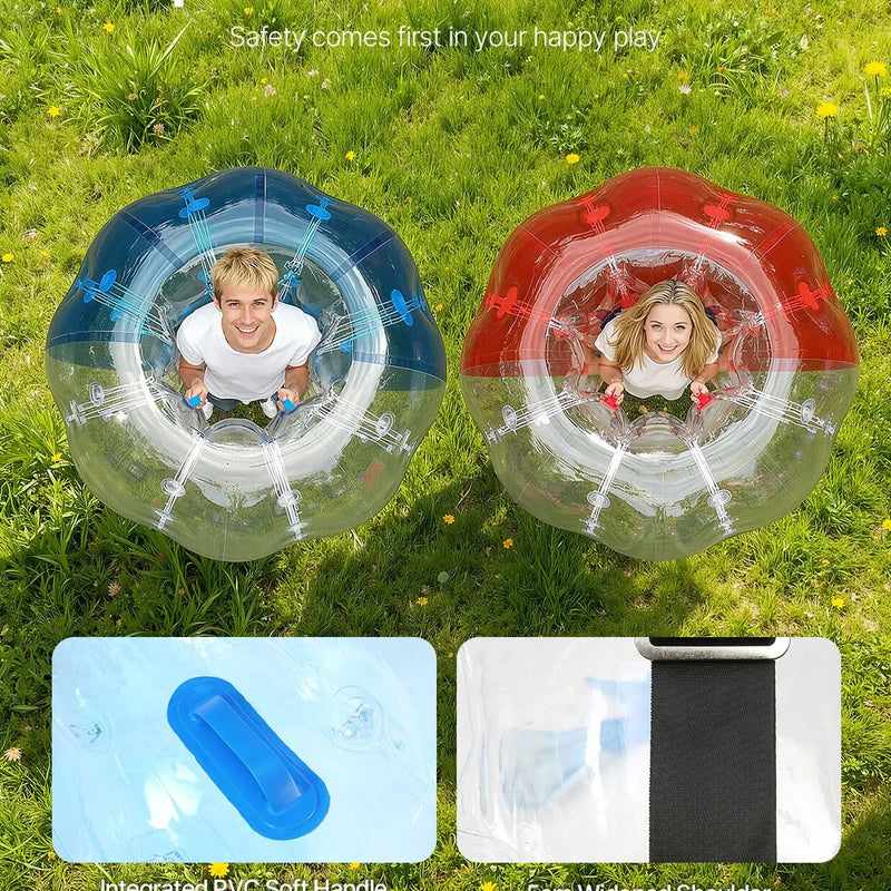 VEVOR piepūšamās bumper bumbas 2 gab., 1,5 m sumo zorb bumbas pusaudžiem un pieaugušajiem, 0,8 mm PVC cilvēka kāmja burbuļbumbas āra komandu spēlēm dārzā, pagalmā un parkā