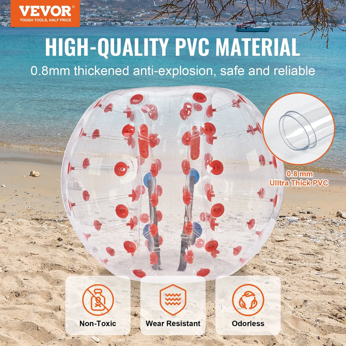 VEVOR täispuhutav sumo-põrkepall 1,5 m noortele ja täiskasvanutele, 0,8 mm PVC, 1 tk