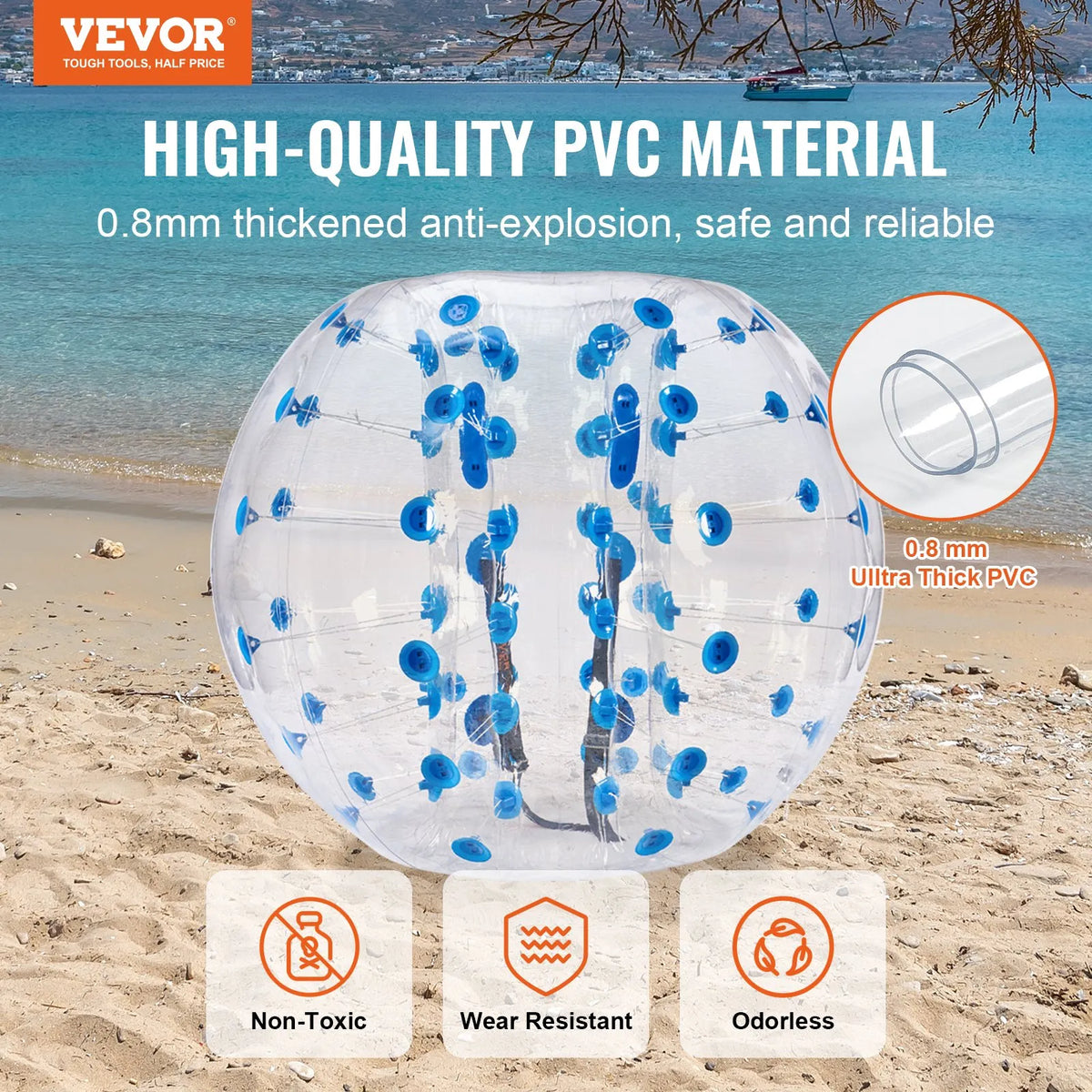 VEVOR Inflatable Sumo Bumper Ball 1.5 m for Teenagers and Adults, 0.8 mm PVC, 1 pc