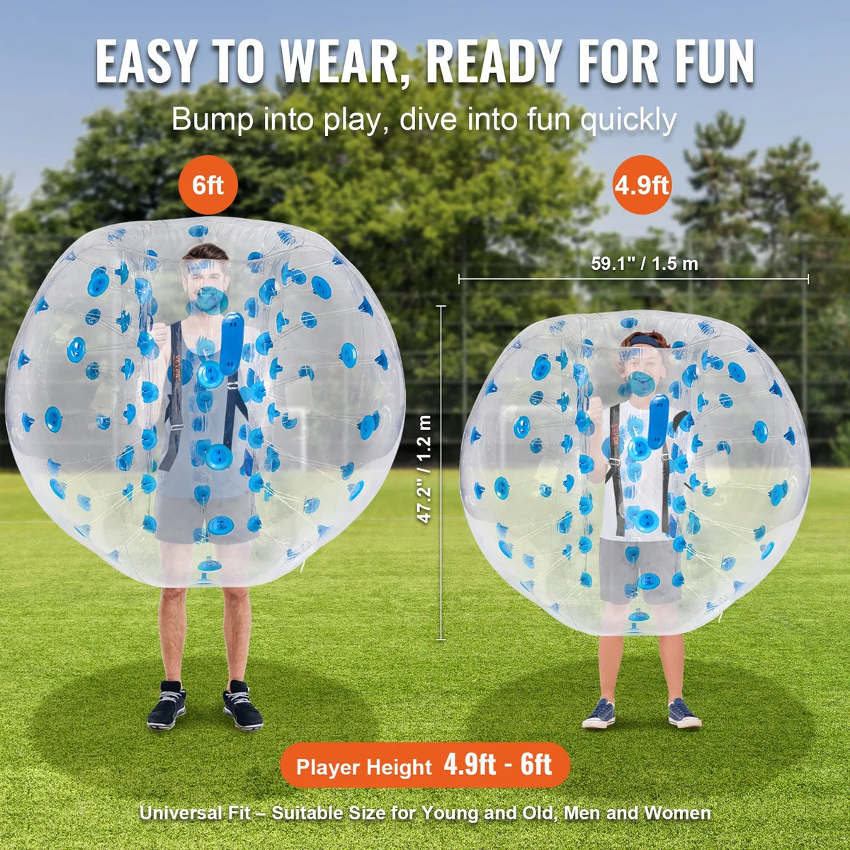 VEVOR Inflatable Sumo Bumper Ball 1.5 m for Teenagers and Adults, 0.8 mm PVC, 1 pc