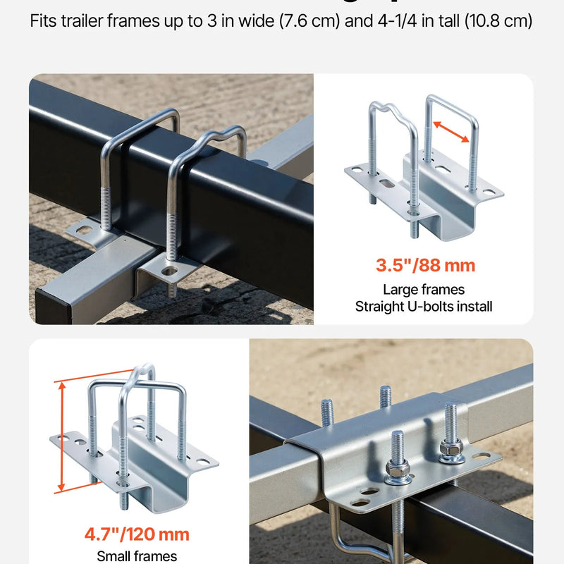 VEVOR laivu piekabes vadotnes 700–1050 mm regulējams augstums, 2 gab., pastiprinātas ar rullīšu vadību, piemērotas lielākām makšķerēšanas un sporta laivām - ZEMLETES.LV