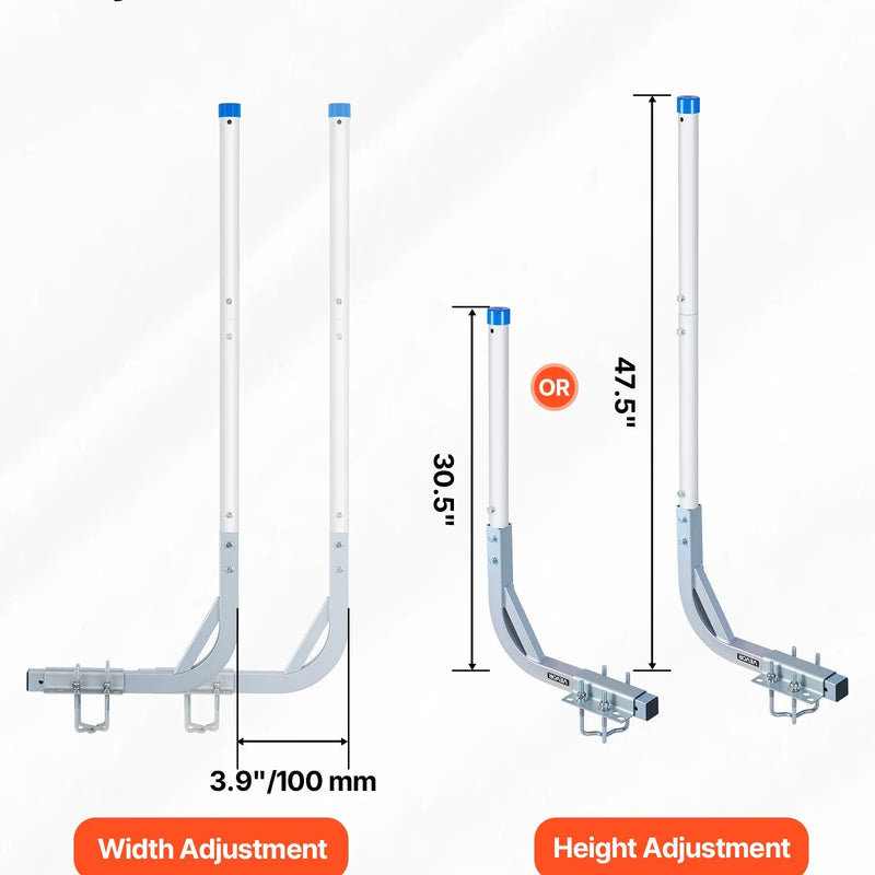 VEVOR laivu piekabes vadotnes 775–1205 mm regulējams augstums, 2 gab., augstas izturības tērauda vadotnes ar PVC pārklājumu, piemērotas ūdensslēpošanas laivām, kompaktām makšķerēšanas laivām un mazām burulaivām - ZEMLETES.LV