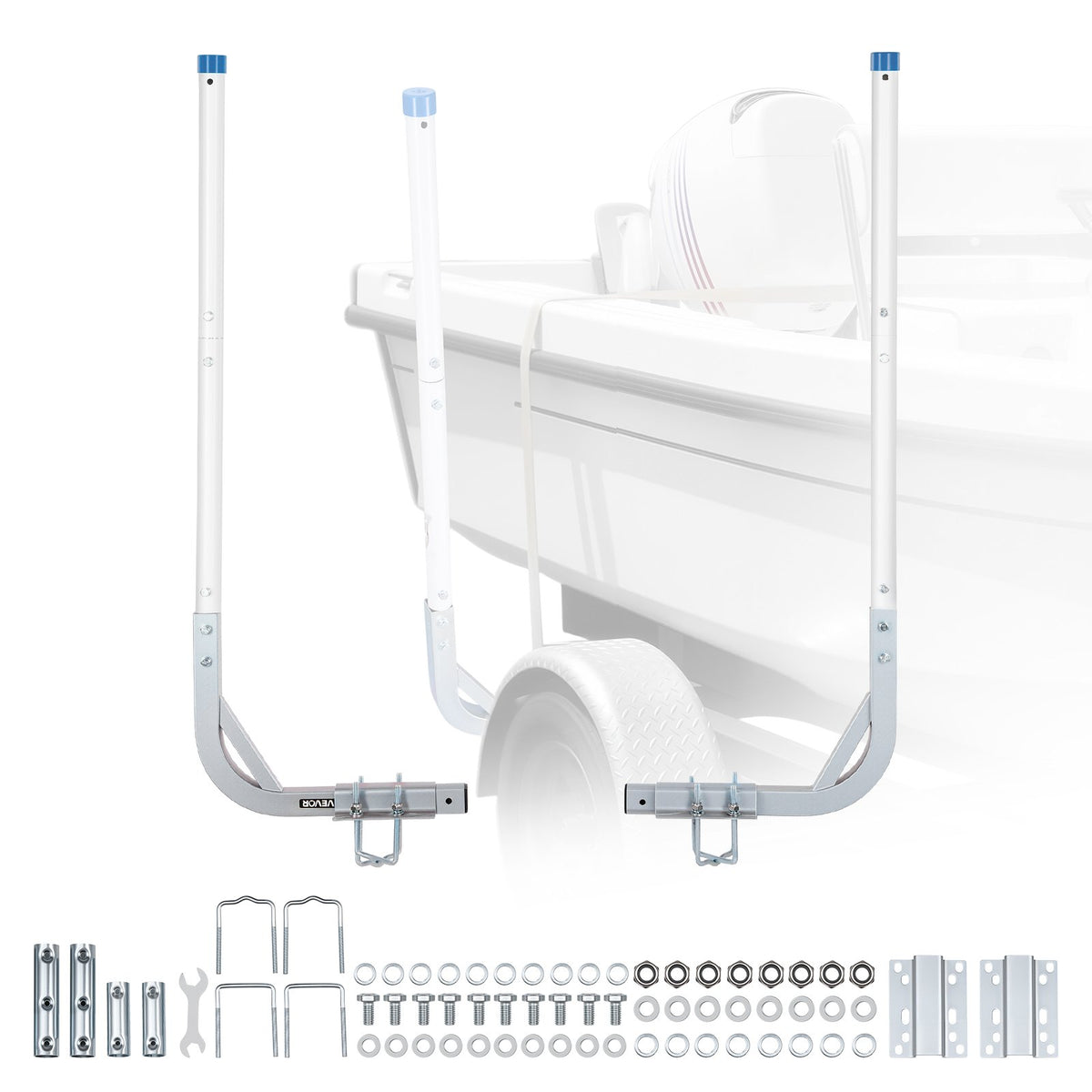 VEVOR laivu piekabes vadotnes 775–1205 mm regulējams augstums, 2 gab., augstas izturības tērauda vadotnes ar PVC pārklājumu, piemērotas ūdensslēpošanas laivām, kompaktām makšķerēšanas laivām un mazām burulaivām - ZEMLETES.LV