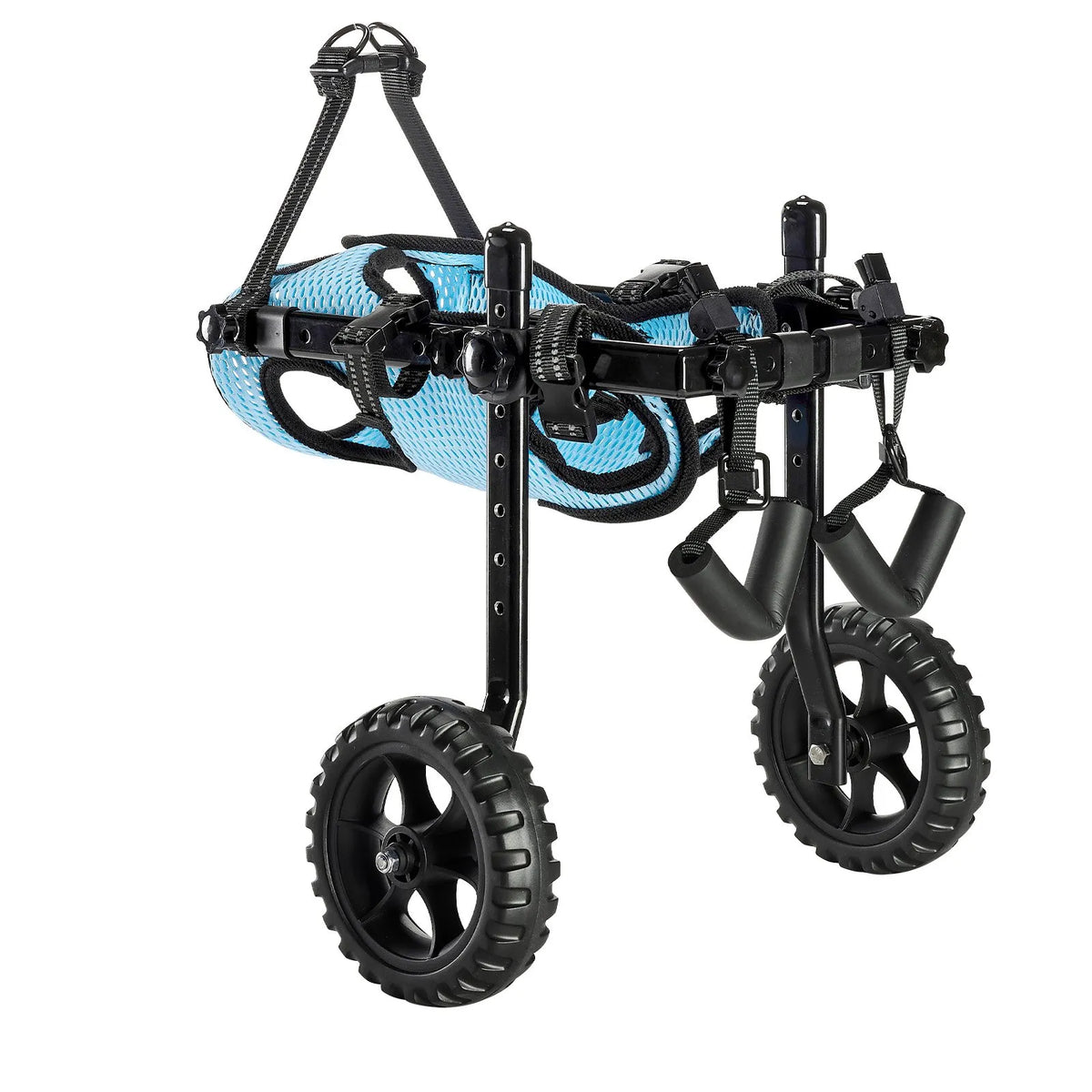 VEVOR suņu ratiņkrēsls aizmugurējām kājām līdz 10 kg, regulējams 2 riteņu atbalsta ratiņkrēsls invalīdiem un traumētiem suņiem, viegls ar amortizējošiem riteņiem, XS izmērs - ZEMLETES.LV
