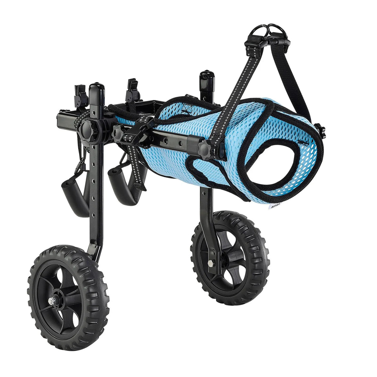 VEVOR suņu ratiņkrēsls aizmugurējām kājām līdz 10 kg, regulējams 2 riteņu atbalsta ratiņkrēsls invalīdiem un traumētiem suņiem, viegls ar amortizējošiem riteņiem, XS izmērs - ZEMLETES.LV