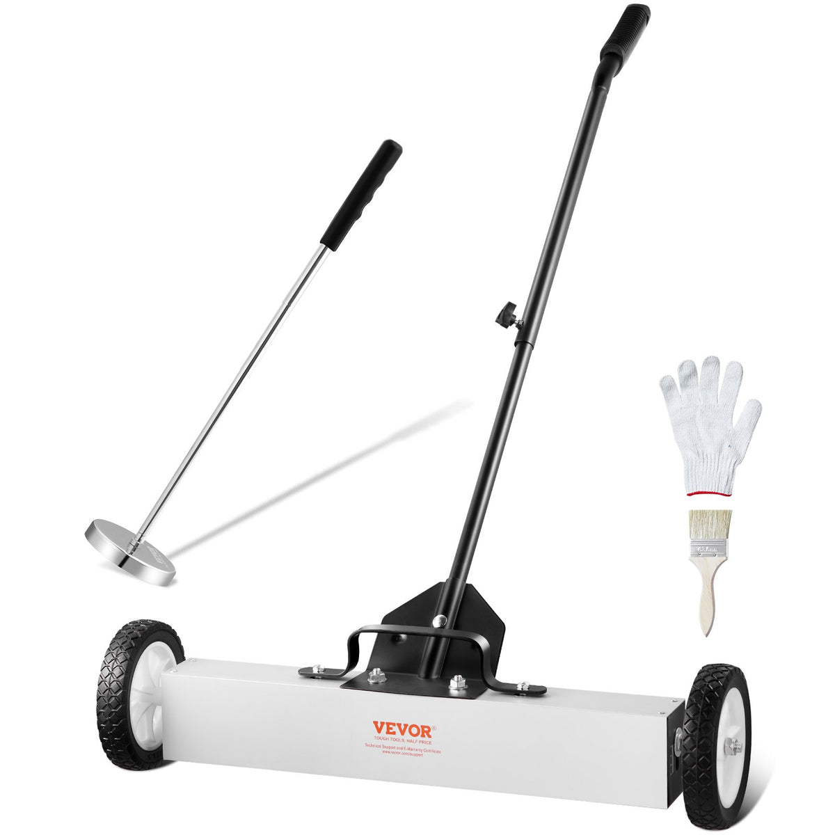 VEVOR magnētiskais savācējs ar riteņiem 610 mm, 22,7 kg celtspēja, ar teleskopisku magnētisko pacēlāju naglu un skrūvju savākšanai darbnīcā, garāžā un pagalmā
