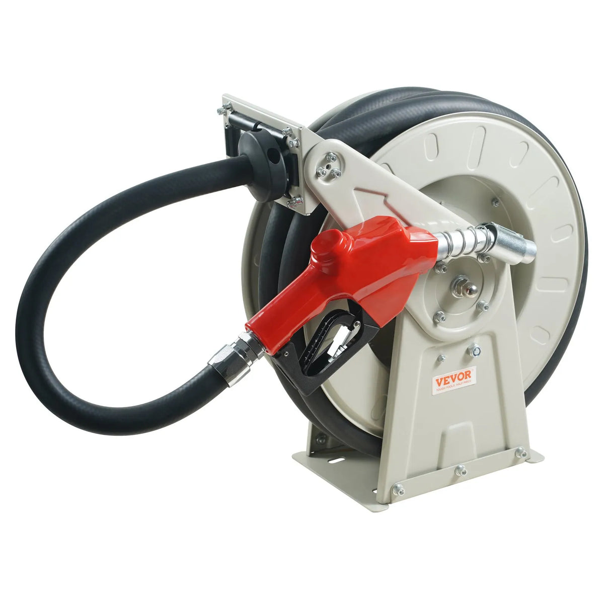 VEVOR degvielas šļūtenes spole 19,05 mm × 15,24 m ar automātisku degvielas pistoli, izvelkama dīzeļdegvielas šļūtene no NBR gumijas, oglekļa tērauda konstrukcija, darba spiediens 20,68 bar, piemērota lidaparātiem, kuģiem, transportlīdzekļiem un cisternām - ZEMLETES.LV
