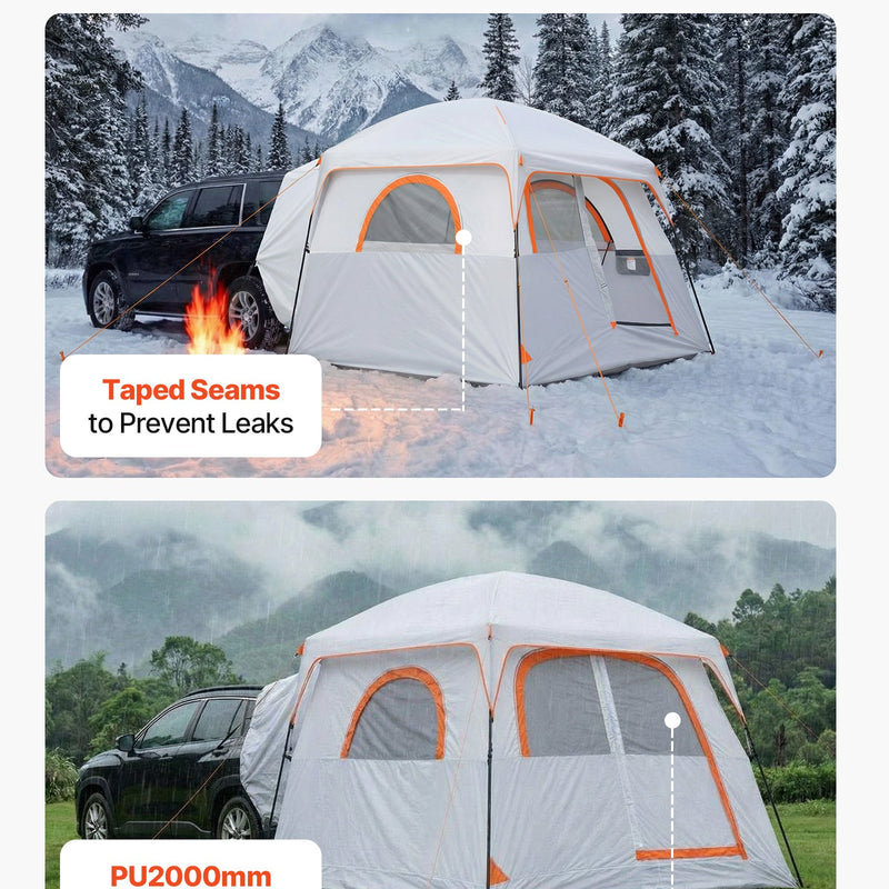 VEVOR SUV telts 6 personām 3,05 × 2,74 m, 3 sezonu bagāžnieka telts ar ventilējamām durvīm un sieta logiem, PU2000 mm ūdensizturība, divējāda lietošana, piemērota kempingam un pārgājieniem - ZEMLETES.LV