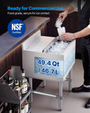 VEVOR komerciālais ledus konteiners 46,7 l, nerūsējošā tērauda ledus kaste 455 × 455 × 850 mm ar bīdāmu vāku un pudeļu turētājiem, kokteiļu stacija bāram, restorānam un krogam, NSF sertificēts - ZEMLETES.LV