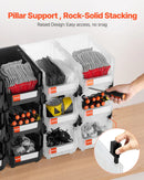 VEVOR sakraujamas plastmasas uzglabāšanas kastes 377 x 215 x 180 mm, konteineri garāžai, sīkām detaļām, biroja piederumiem un citiem aksesuāriem, 12 gab., melns / caurspīdīgs - ZEMLETES.LV