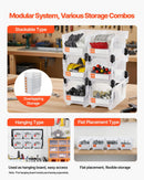 VEVOR sakraujamas plastmasas uzglabāšanas kastes 377 x 215 x 180 mm, konteineri skapim, garāžai, sīkām detaļām, biroja piederumiem un citiem aksesuāriem, 6 gab., caurspīdīgas - ZEMLETES.LV