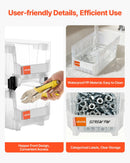 VEVOR sakraujamas plastmasas uzglabāšanas kastes 377 x 215 x 180 mm, konteineri skapim, garāžai, sīkām detaļām, biroja piederumiem un citiem aksesuāriem, 6 gab., caurspīdīgas - ZEMLETES.LV