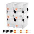 VEVOR sakraujamas plastmasas uzglabāšanas kastes 377 x 215 x 180 mm, konteineri skapim, garāžai, sīkām detaļām, biroja piederumiem un citiem aksesuāriem, 6 gab., caurspīdīgas - ZEMLETES.LV