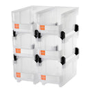 VEVOR sakraujamas plastmasas uzglabāšanas kastes 377 x 215 x 180 mm, konteineri skapim, garāžai, sīkām detaļām, biroja piederumiem un citiem aksesuāriem, 6 gab., caurspīdīgas - ZEMLETES.LV