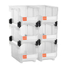 VEVOR sakraujamas plastmasas uzglabāšanas kastes 377 x 215 x 180 mm, konteineri skapim, garāžai, sīkām detaļām, biroja piederumiem un citiem aksesuāriem, 6 gab., caurspīdīgas - ZEMLETES.LV