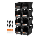 VEVOR sakraujamas plastmasas uzglabāšanas kastes 276 x 140 x 130 mm, konteineri skapim, garāžai, sīkām detaļām, biroja piederumiem un citiem aksesuāriem, 8 gab., melnas - ZEMLETES.LV