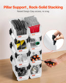 VEVOR sakraujamas plastmasas uzglabāšanas kastes 276 x 140 x 130 mm, konteineri skapim, garāžai, sīkām detaļām, biroja piederumiem un citiem aksesuāriem, 8 gab., caurspīdīgas - ZEMLETES.LV