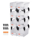 VEVOR sakraujamas plastmasas uzglabāšanas kastes 276 x 140 x 130 mm, konteineri skapim, garāžai, sīkām detaļām, biroja piederumiem un citiem aksesuāriem, 8 gab., caurspīdīgas - ZEMLETES.LV